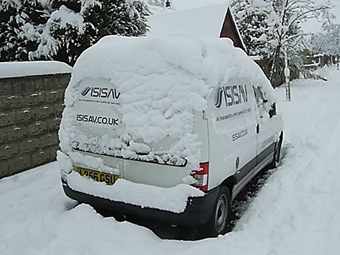
 Isis Audio Visuals delivering AV service whatever the weather!
